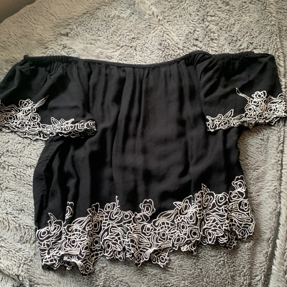 Black off the shoulder blouse